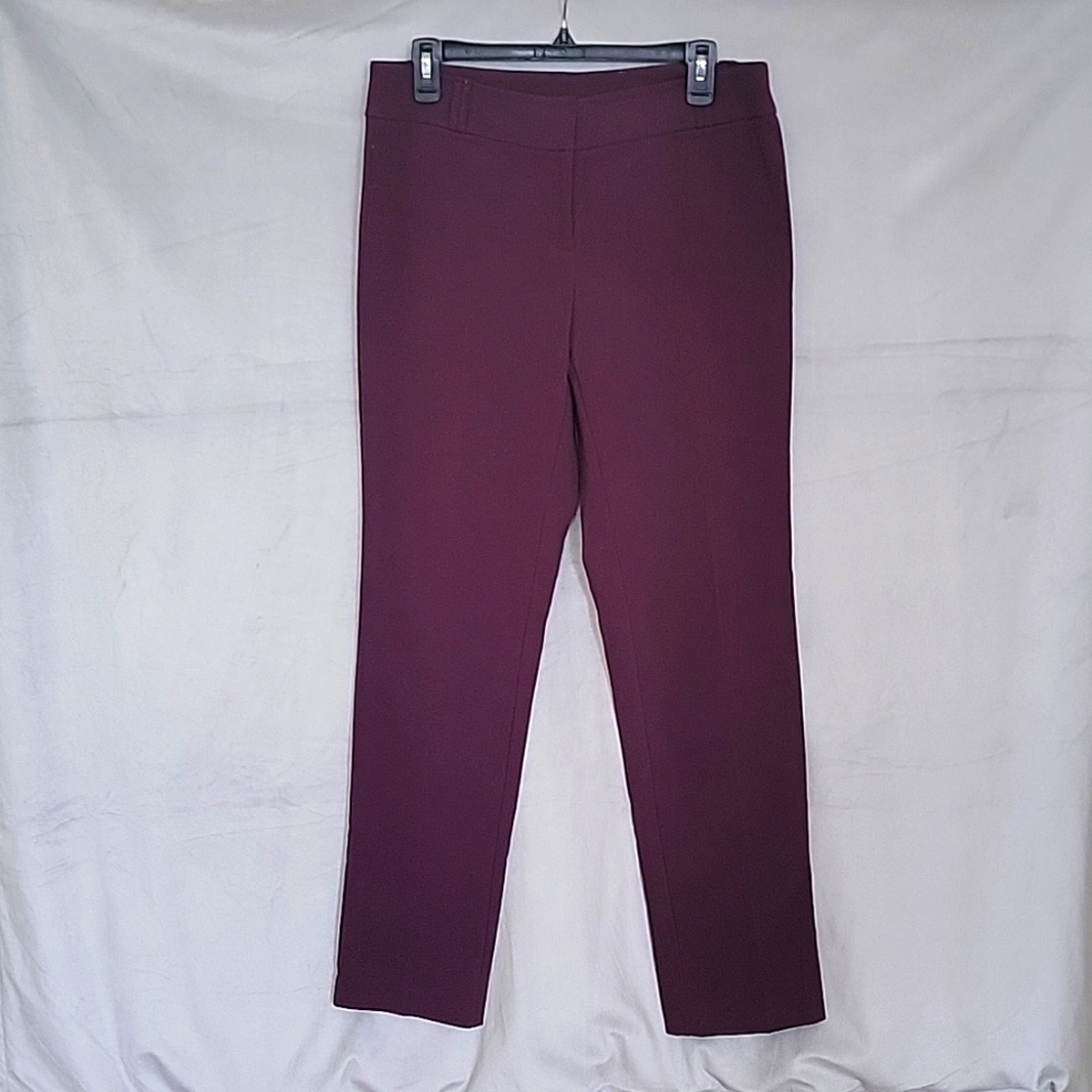 ANNE KLEIN Office Straight Pants, Color Burgundy, Trousers, Size 6